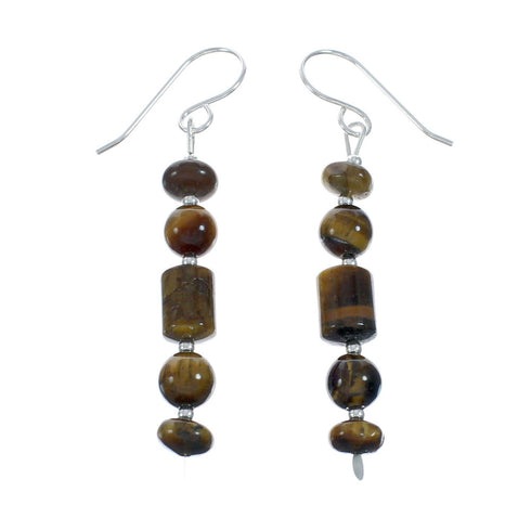 Authentic Tiger Eye Bead Hook Dangle Earrings X11090